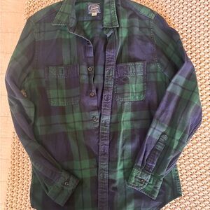 J. Crew Men’s Green and Navy Plaid Shirt